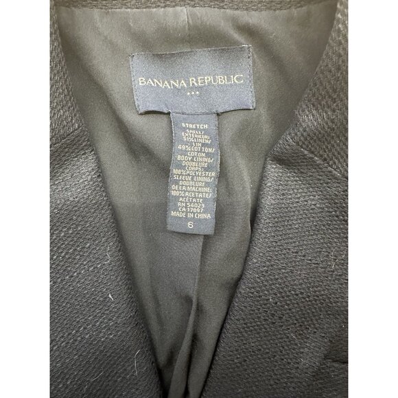 Banana Republic Blazer Linen Cotton Black Women’s 6 Double Button Textured EUC - Picture 2 of 6